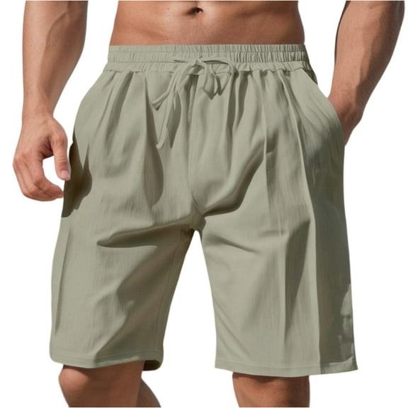 Men's Quick-Dry Summer Sports Shorts, Casual Zippered Multi-Pocket Outdoor Shorts with Breathable Mesh Lining ,Army Green L