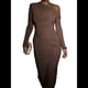 thumbnail image 2 of Vestido de Mujer Otoño Invierno Francés Larga Ajustado Maxi Vestido Formal para Mujer Marrón M, 2 of 7
