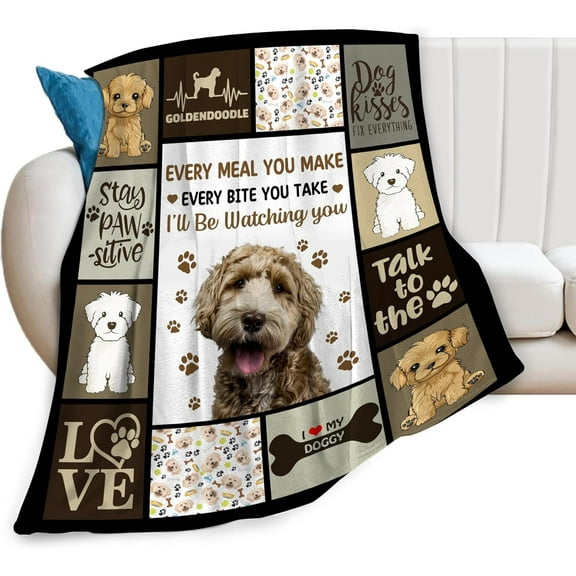 Goldendoodle Gifts Dog Throw Blanket Soft Fleece Flannel Bedding Golden Doodle Gifts for Owner Women Girls Lovers Adults Boys Girls Stuff Plush for Couch Sofa Bed Room Decor 40"X50"