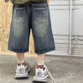 thumbnail image 5 of Kids Skateboard Denim Shorts Y2k Boys Ripped Baggy Jeans Jorts Streetwear Casual Shorts Loose Fit Hip Hop Five Point Pants, 5 of 9