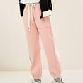 thumbnail image 2 of Lenpel Girls Boys' Cargo Sweatpants Elastic Waist Drawstring Casual Athletic Joggers Fall Winter Clothes 4-16 Years, 2 of 5