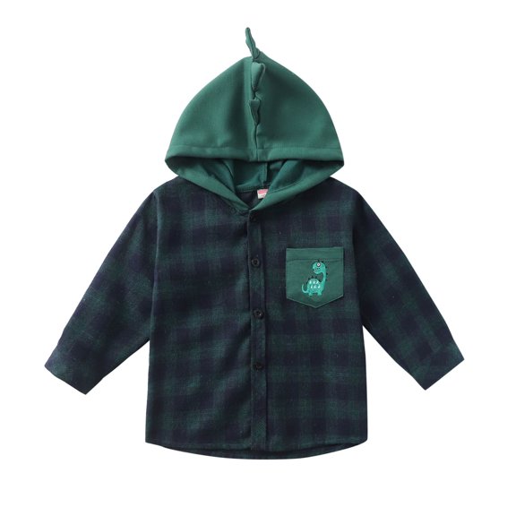 Mercatoo Toddler Kids Boys Girls Flannel Hooded Plaid Shirt Button Down Jacket Baby Plaid Shirt Coat Fall Winter Clothes