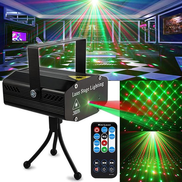 Luces de fiesta, luces de discoteca para DJ, luz estroboscópica, luz de escenario rave, efecto de proyector, luz de club activada por sonido con control remoto para fiestas, espectáculos en casa, bar,