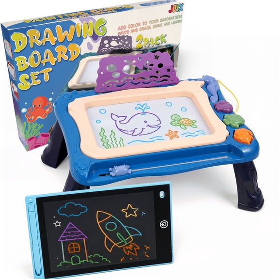 JoyX 2-Pack Magnetic Drawing Board & LCD Tablet – STEM Educational Toy Set for Kids Ages 1–5