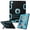 Black+Blue, variant on Military Shockproof Case for Apple iPad Mini 1 2 3 4 5 6 7, Heavy Duty Rugged Rubber Kickstand Cover