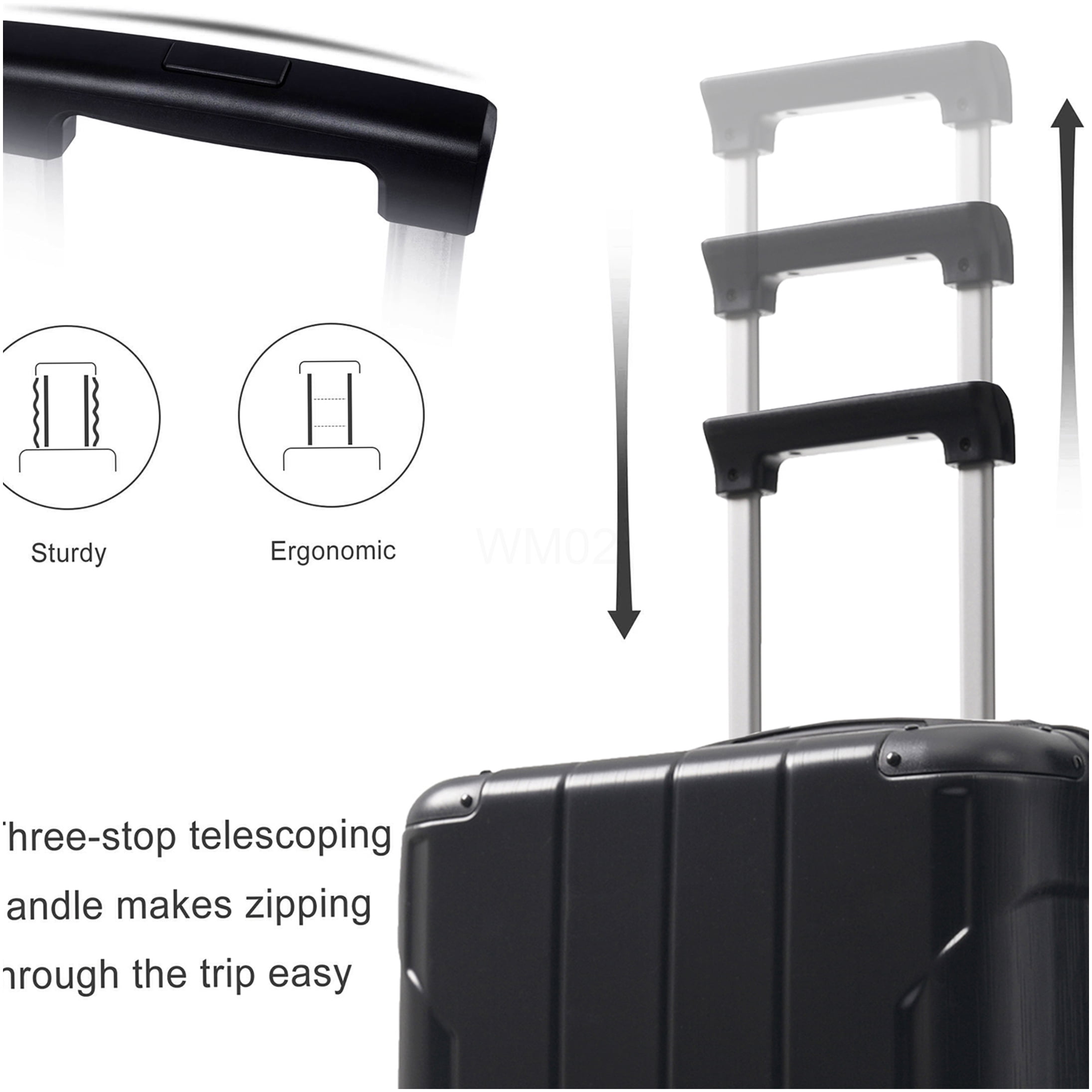 Black 24 Inch Hardshell Suitcase, TSA Lock Expandable Checked Luggage with 8 Spinner Wheels