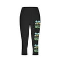 thumbnail image 4 of ClodeEU Women's Print Stretch Tight Capri Pants,Elastic Low Waist Knee Length Yoga Pants Black 01,Womens Plus XL, 4 of 4