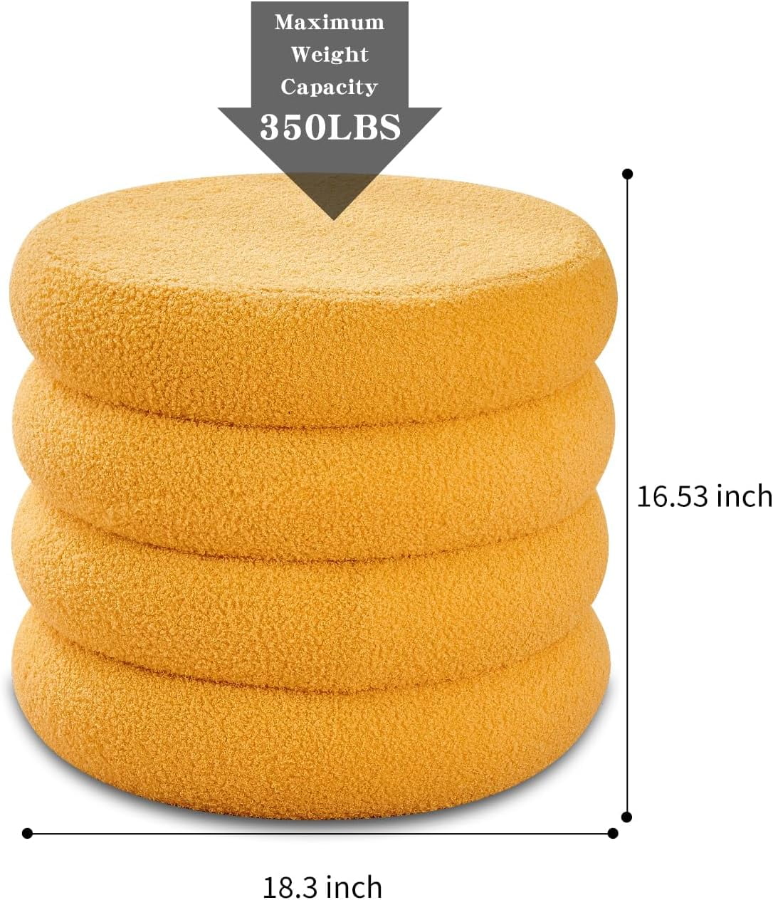 Casa Pura Furniture Round Storage Ottoman, Modern Sherpa Footstool, Teddy Vanity Stool with Flip-Top Tray, Makeup Chair for Home Decor, Upholstered Footrest for Living Room & Bedroom