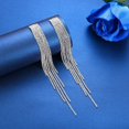 thumbnail image 4 of LAICAIW Silver Rhinestone Crystal Bridal Chandelier Long Tassels Dangle Earrings for Wedding, 4 of 6