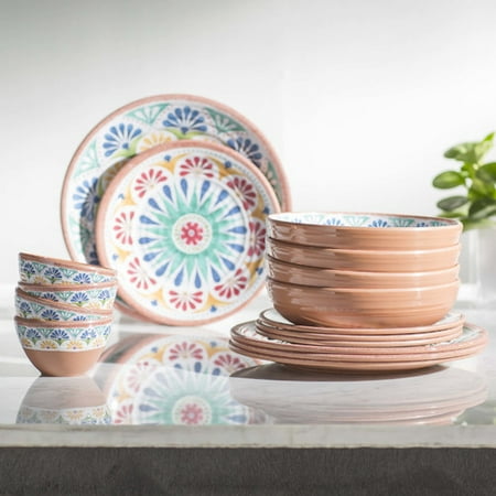 - Life Happens Rio Medallion Melamine 16 Piece Dinnerware Set