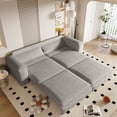 thumbnail image 2 of 93" King Size Sleeper Sofa with  Pull Out Couch Bed, 3 in 1 Folding Convertible with Chaise Lounge and 3 Seat Teddy Sofa Couches with 2 Lumbar Pillows for Living Room,Aprtment,  Light Grey, 2 of 9