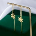 thumbnail image 3 of 925 Sterling Silver Christmas Snowflake Earrings Dangle Chain for Women Teens Snowflake Dangle Earrings Long Threader Earrings, 3 of 11