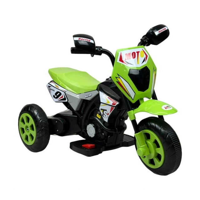 The Baby Shop Motocicleta Montable Verde P/ Niños 3 Ruedas 6v C/ Sonido Y Luz