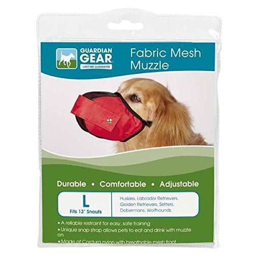 Guardian Gear Fabric MESH Dog MUZZLES Comfortable Soft Red Muzzle for Dogs That Bite or Chew XLarge