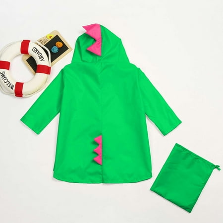

EKOUSN Baby Dinosaur Boys Girls Children Windfight Kindergarten Clothes Raincoat+Bag