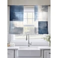 thumbnail image 5 of Abstract Art Sheer Curtains 45 inches Long 2 Panels Set Color Block Gary Blue Collage Oil Painting Tiers Sheers Rod Pocket Small Window Short Curtains for Kitchen Cafe, Each 52" W x 45" L, 5 of 7