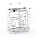 thumbnail image 4 of Metal Hanging Utensil Organizer Rack | Stainless Steel Chopsticks Spoon Fork Holder | Multi-Purpose Tableware Tube Cage | Kitchen Tool Storage | 15.9x7.8x19.2cm | Silver | 1 Pc, 4 of 8