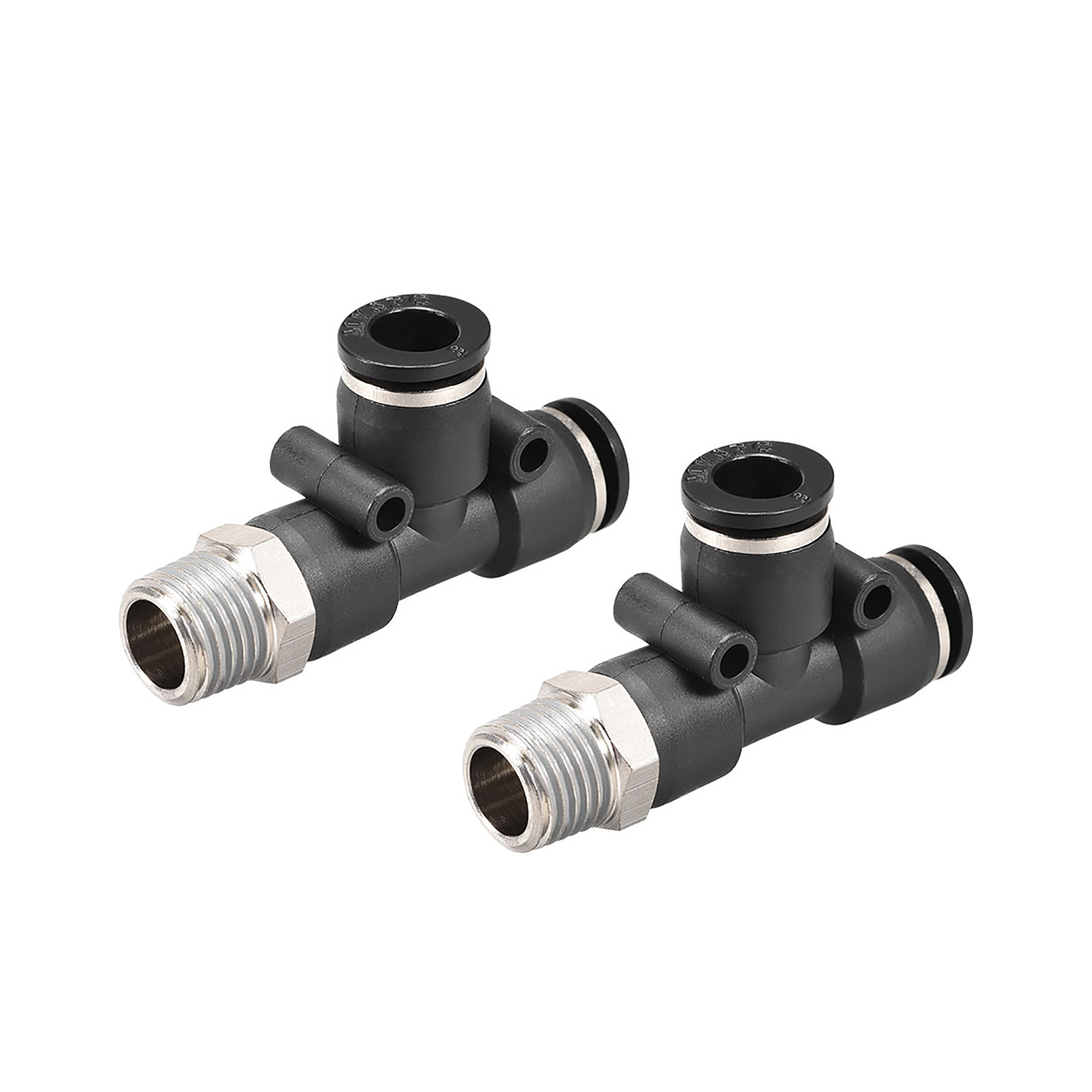 Plastic Tee Push To Connect Tube Fittings,8mmx 1/4NPT Male Thread Push