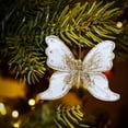 thumbnail image 6 of Wadada Christmas Tree Butterfly Decorations Glitter Hollow Butterfly Ornaments Hanging Butterfly Decorations with Clips and Stems for Xmas Holiday Crafts and Christmas Tree (White), 6 of 7