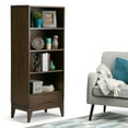 thumbnail image 4 of Harper 60 inch x 24 inch Solid Wood Mid Century Modern Bookcase with Storage in Walnut Brown, 4 of 10