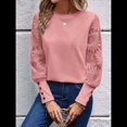 thumbnail image 4 of Top de Cuello Redondo con Encaje Bordado y Larga en Color Liso para Mujer Rosa M, 4 of 8