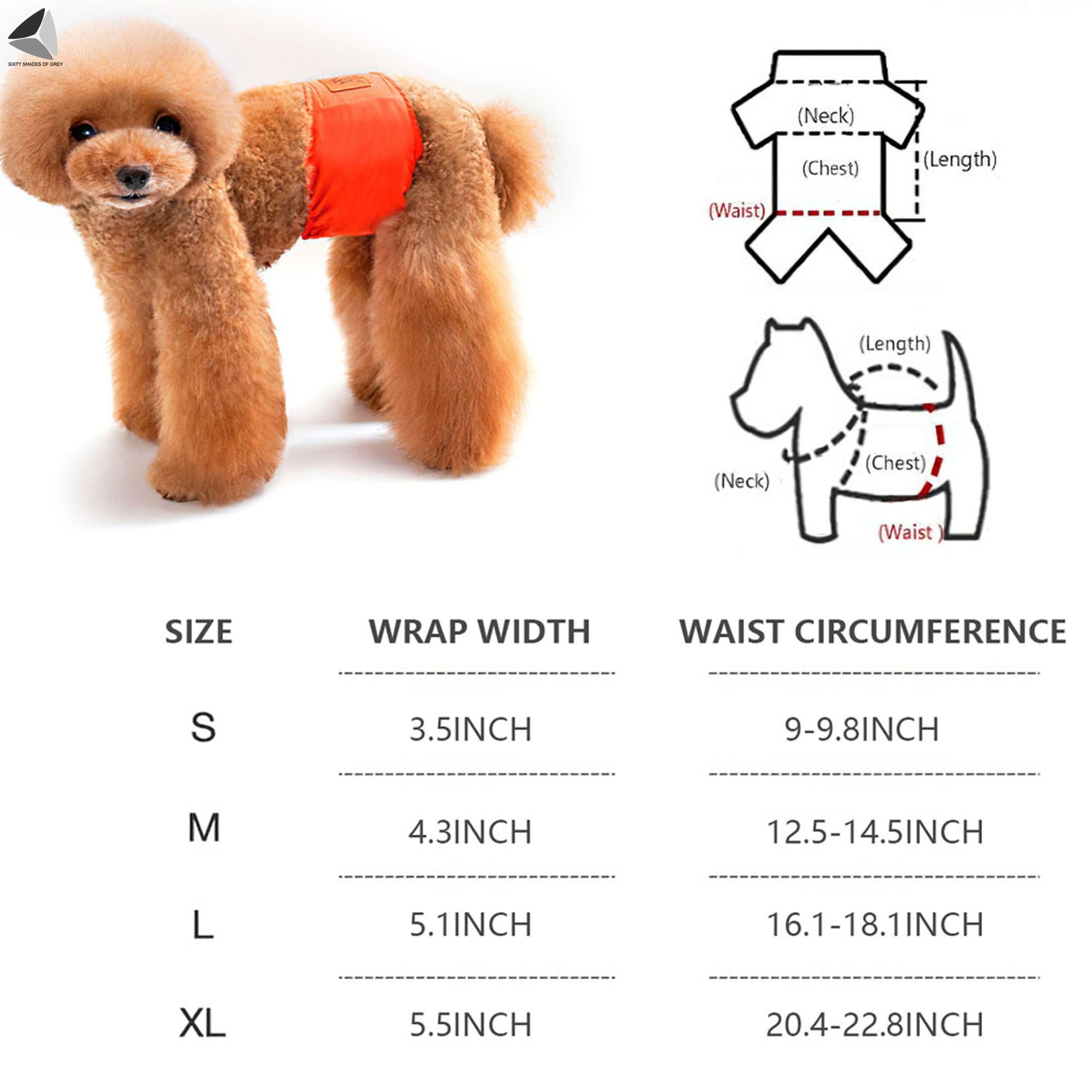 PULLIMORE Male Dog Belly Manner Bands Resuable Dog Diapers Elastic Washable Pet Band Wraps Nappies (L, Cyan)