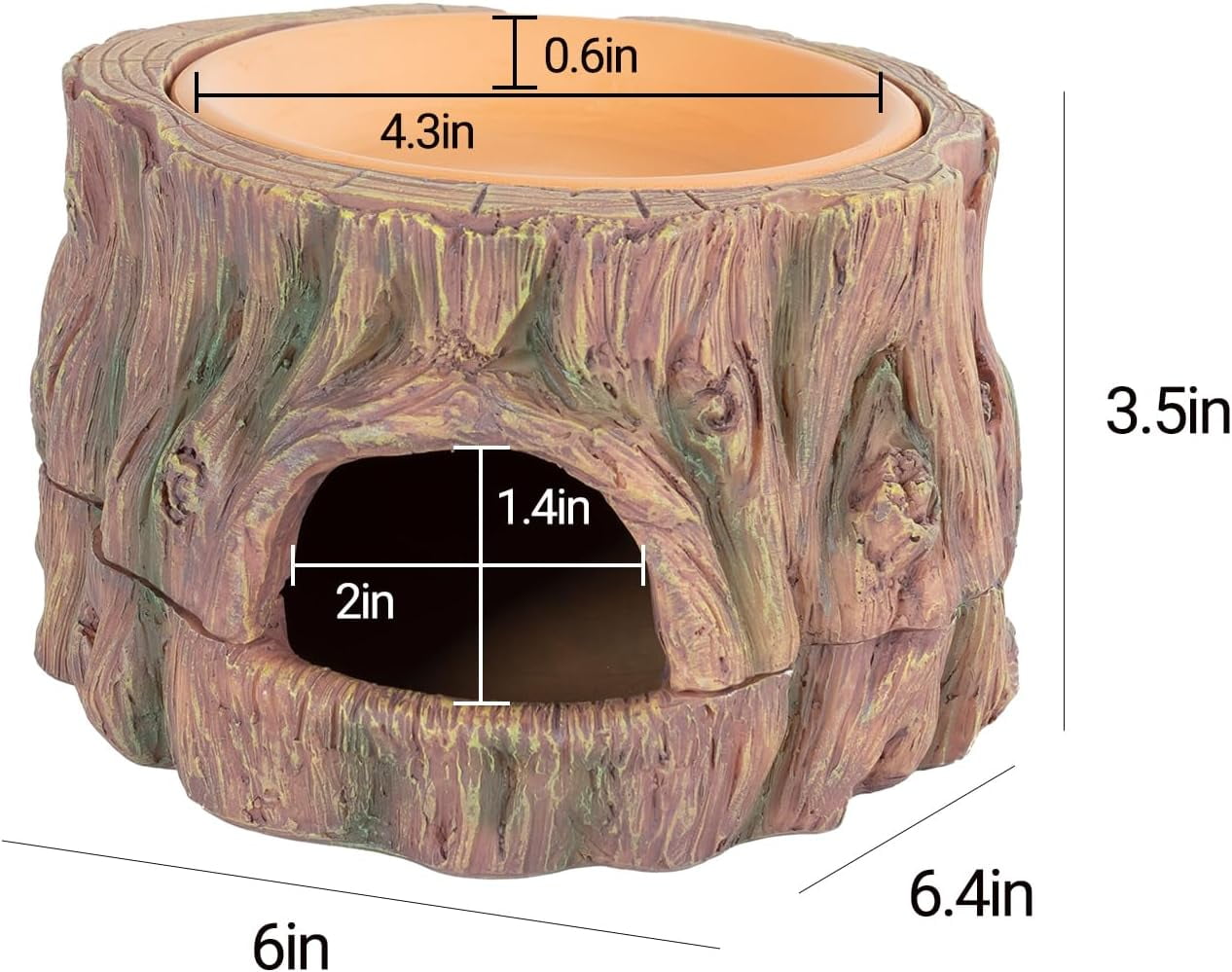 Xwl 3 in 1 Reptile Hide Cave with Detachable Base & Humidity Dish, Essential Tank Terrarium Decor Humid Hideout Accessories for Small Reptiles Crested Gecko, Leopard Gecko, Lizard, Snake, Crabs