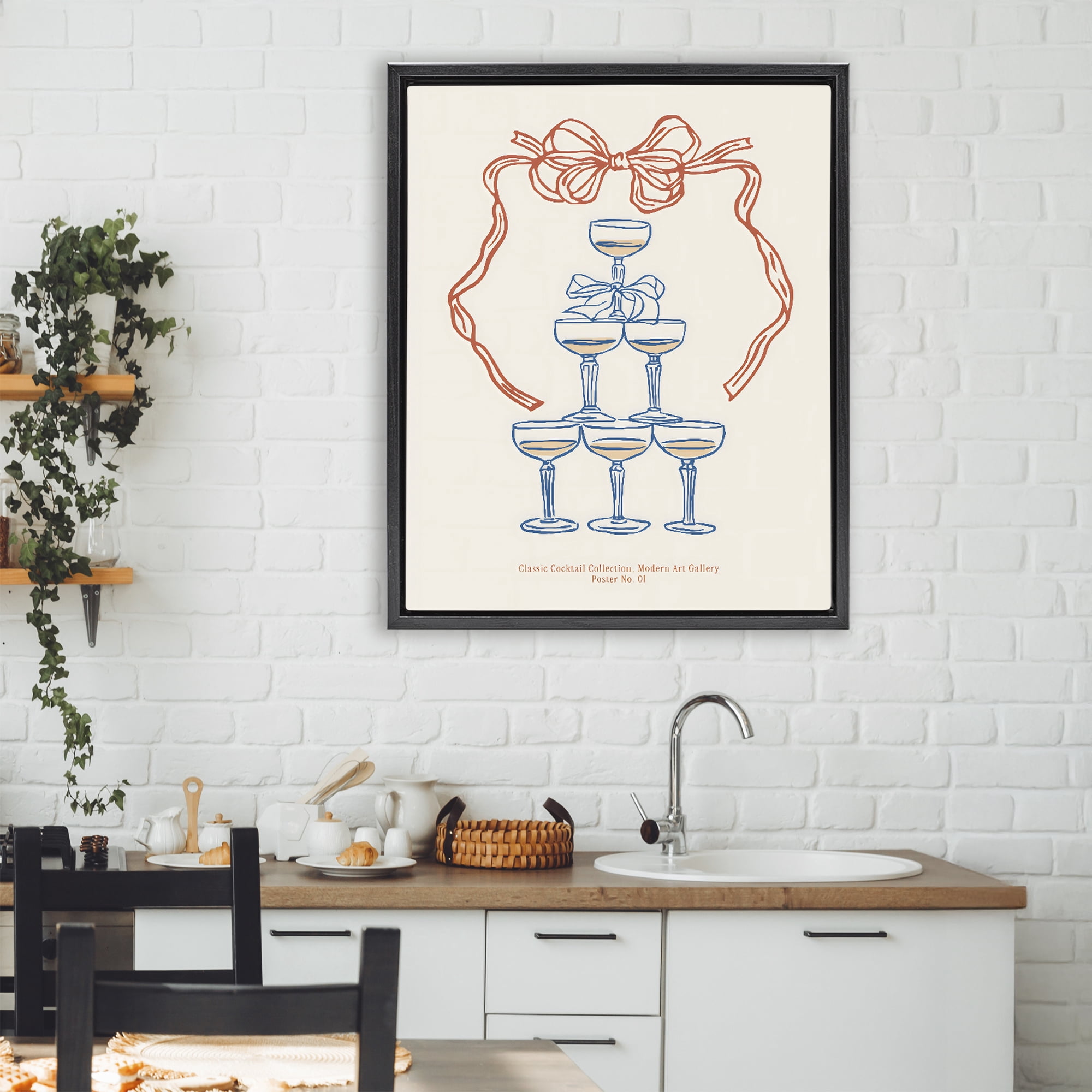 Stupell Industries Classic Cocktail Tower Black Framed Floater Canvas Wall Art, design by The Prints Vibe