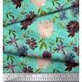 thumbnail image 3 of Soimoi Green Velvet Fabric Leaves & Peony Floral Print Print Sewing Fabric By the Yard 60 Inch Wide, 3 of 3