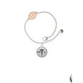 thumbnail image 2 of Delight Jewelry Silvertone Domed Black MA - Rose Goldtone Leaf Delicate Bracelet, 6.25+1.75", 2 of 4