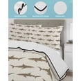 thumbnail image 3 of Full Size Quilt Bedding Set, Coastal Shark Reversible Summer Quilt 3 Pieces, Ocean Sea Nautical Rustic Lightweight Bedspreads Coverlets with 2 Pillow Shams for All Seasons, 3 of 5