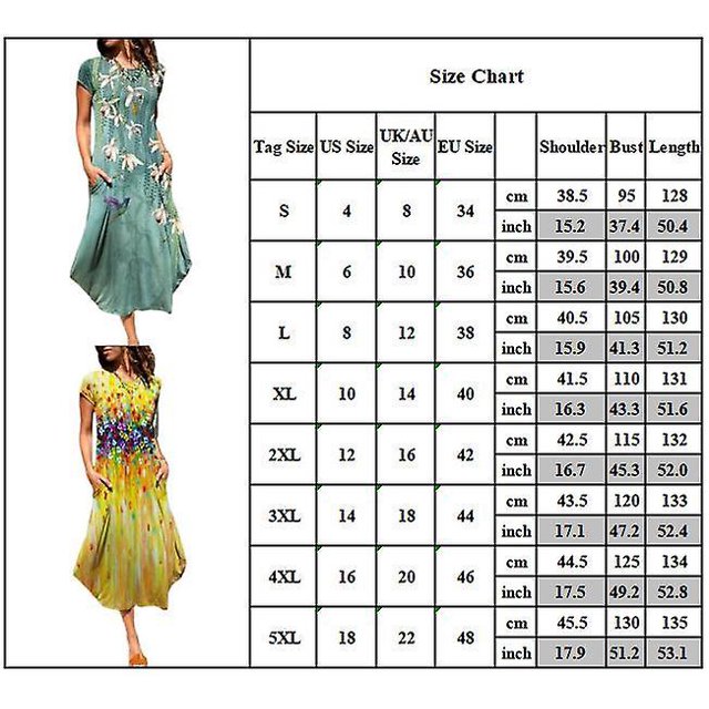 Vestido midi floral de manga corta para mujer Vestidos casuales de vacaciones en la playa de verano LingWen 8390611072070
