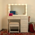 thumbnail image 2 of Boahaus Cleo Vanity Desk with Mirror and Lights – 5 Drawer Makeup Vanity Table with Storage, Power Outlet and Stool, 2 of 12