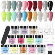 Terkin Dip Powder Nail Kit Starter, 20 Colors Glitter Red White Valentine's Day Gifts for French Nail Art Manicure DIY Salon