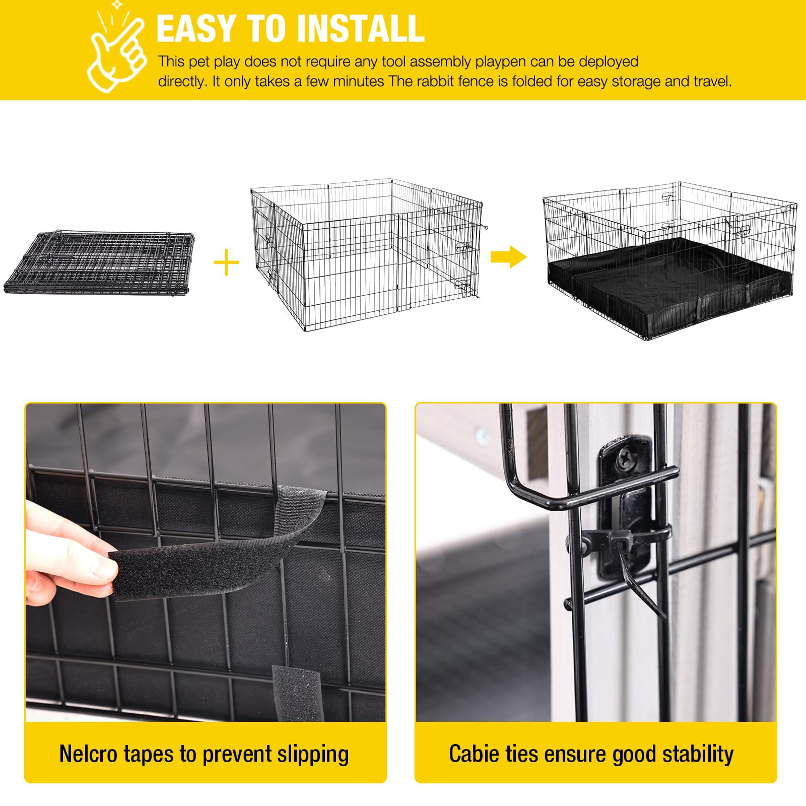 Aivituvin Pet Playpen Rabbit Playpen Indoor Small Animal Rabbit Run Extension Guinea Pig Cage with Waterproof Floor Liner