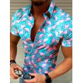 thumbnail image 4 of Camisa de hombre, camisa hawaiana con estampado de flamencos en 3D, ropa informal de exterior de manga corta con estampado, ropa de diseñador, ropa informal estilo Harajuku, 4 of 4