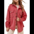thumbnail image 3 of Chaqueta de Larga con Solapa Suelta para Mujer, Cárdigan Irregular con Bolsillo de Rojo M, 3 of 7