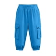 thumbnail image 6 of yillto Women Cargo Capris Knee Length Elastic Waist Casual Long Shorts Hiking Jogger Pants with Pockets, 6 of 7