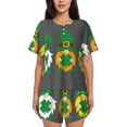 thumbnail image 1 of Fotbe Spring St Patrick’S Day Irish Gnomes Conjunto de Pijama Estampado para Mujer, 2 Piezas, Ropa de Dormir con Camiseta de Manga Corta y Shorts Suaves-Large, 1 of 6