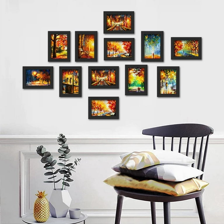  4x6 Picture Frame Set of 5, Wood Photo Frames for 4x6 Pictures  Wall Gallery Black 4x6 Frames Tabletop or Wall Mount Display for Prints,  Photos, Paintings, Landscape and Kids Artwork (