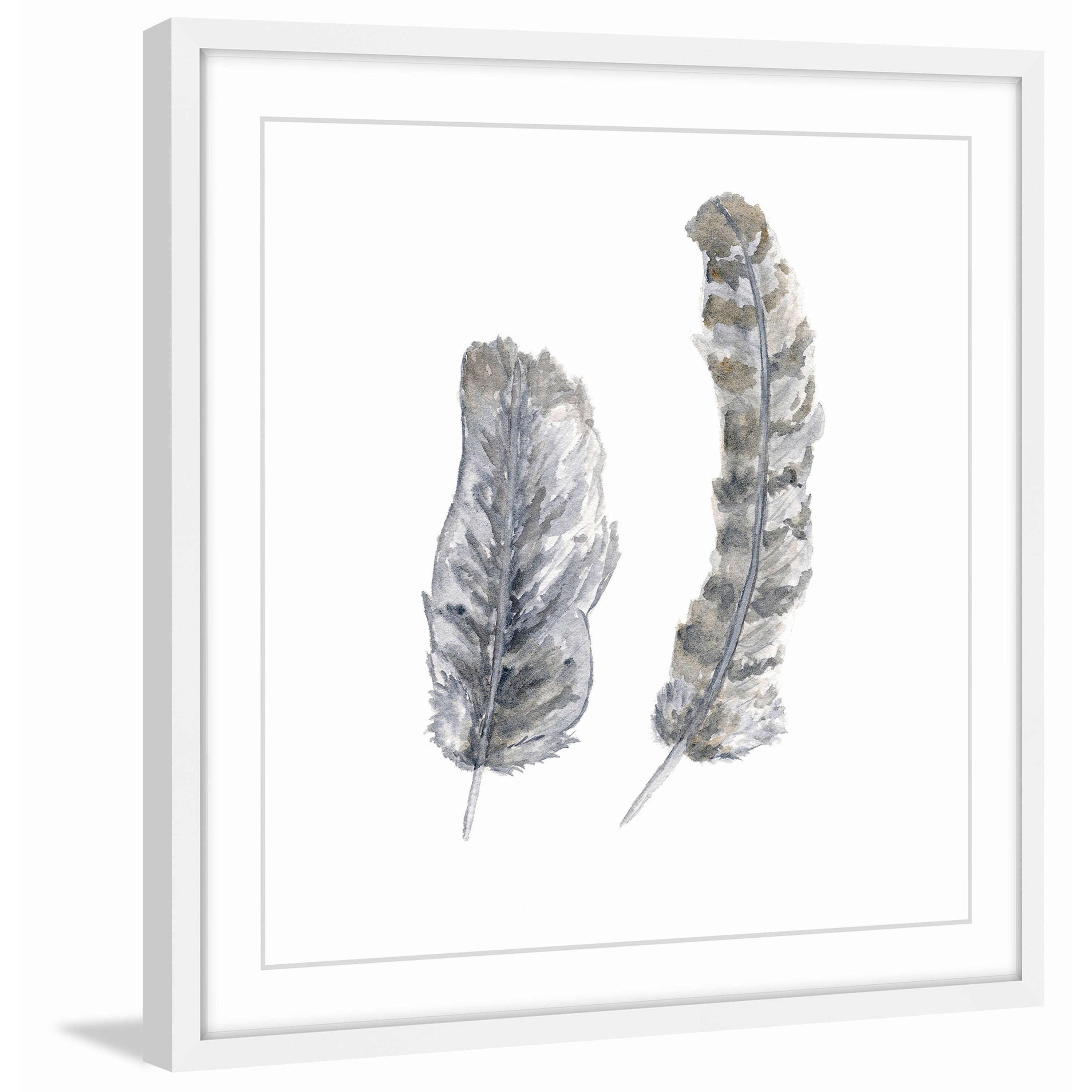 Marmont Hill "Brown-grey Feathers" by Thimble Sparrow Framed Painting Print
