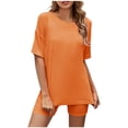 thumbnail image 2 of Ensembles d'Entraînement pour Femmes 2 Pcs Mode Col Rond Blouse Manches Courtes Hauts Shorts Ensemble Décontracté Ensembles d'Été pour Femmes en Solde, 2 of 6