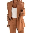 thumbnail image 3 of Elegant Women's Suit Set Sophisticated Coat Casual Button Long Sleeve Collar Pants Office Suit Jacket, 3 of 8