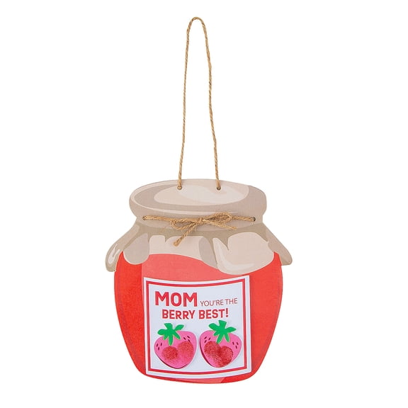 Fun Express 5" x 5 1/2" Berry Best Mom Jam Jar Thumbprint Sign Foam Craft Kit - Makes 12
