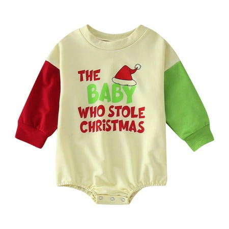 

Honest Baby Onesies Infant Boys Girls Christmas Long Sleeve Letter Prints Patchwork Colour Pullover Romper Newborn Sweatshirt Bodysuits Toddler Boy Romper(Color:Beige Size:12-18 Months)