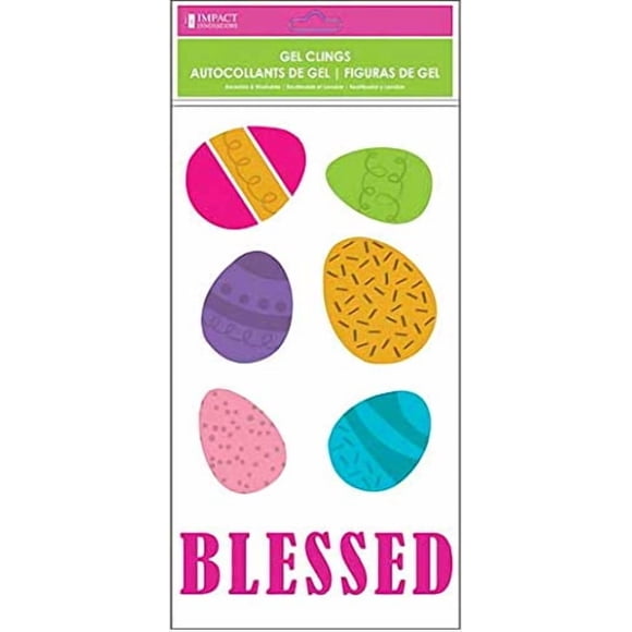 Impact Innovations Hoppy Blessed with Easter Eggs Window Gel Clings, 5.5 x 12