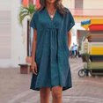 thumbnail image 2 of Plus Size Short Sleeve Dress for Women V-Neck Loose Solid Midi Dress, 2 of 8