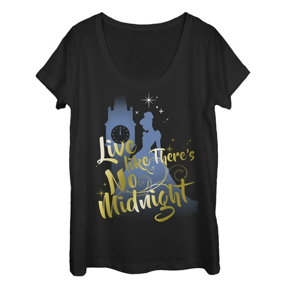 Women's Cinderella Live Like No Midnight  Scoop Neck Black X Large
