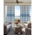 thumbnail image 6 of Blue Striped Kitchen Curtains Modern Minimalist Gradient Lines Aesthetic Cafe Short Curtains for Bathroom Blackout Window Curtain Small Window Treatment Drapes for Bedroom Living Room 27.5"x39"x2, 6 of 9