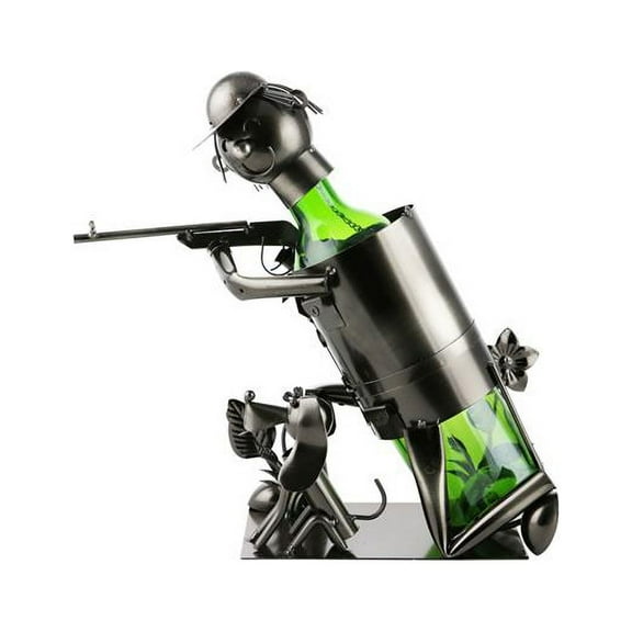 Three Star Import & Export ZB1290 Wine Bottle Holder, Kneeling Hunter in Bushes